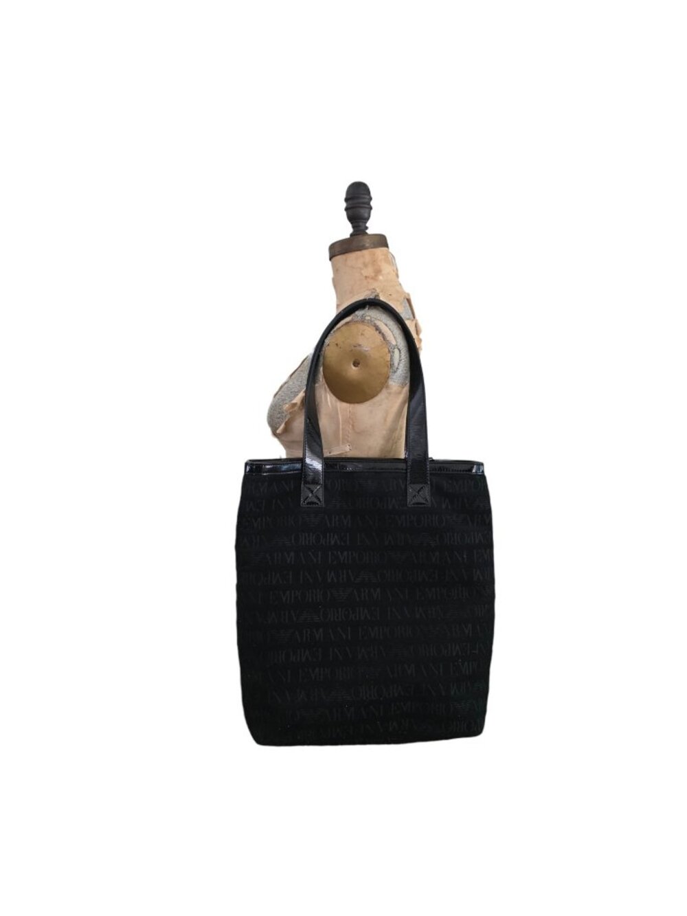 Emporio Armani Allover Embossed Logo Long Tote Black